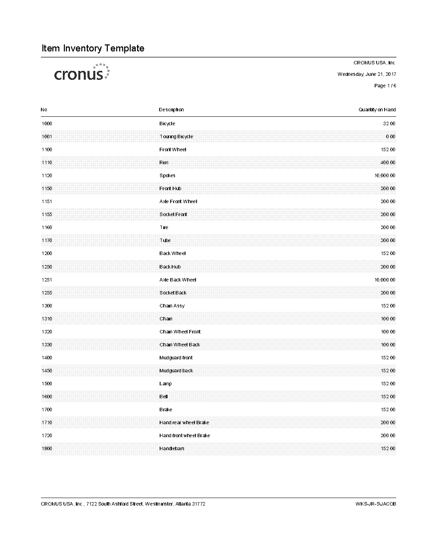 Item Inventory Template